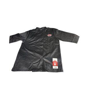 Fuzzy Taco Shop Work Shirt Men Sz L‎ Button Up Chef Works Black Restaurant Cook